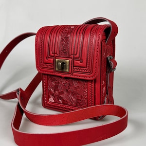 Bolso pequeño rojo, bolso tipo cartera pequeño, bolso tipo mensajero, bolso de hombro rojo, bolso de hombro de mujer, bolso de hombro de piel auténtica, bolso unisex