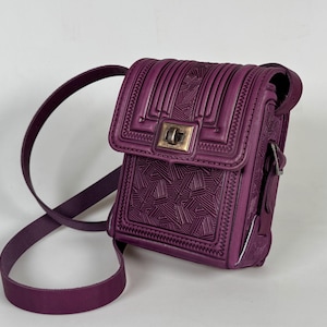 Bolso pequeño morado, bolso tipo cartera pequeño, bolso de hombro para mujer, bolso de hombro para hombre, bolso de hombro de piel auténtica, bolso de mensajero, bolso unisex