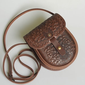 Brown small bag, small leather purse, gift from Ukraine, genuine leather shoulder bag, women&#39;s shoulder bag, leather mini purse