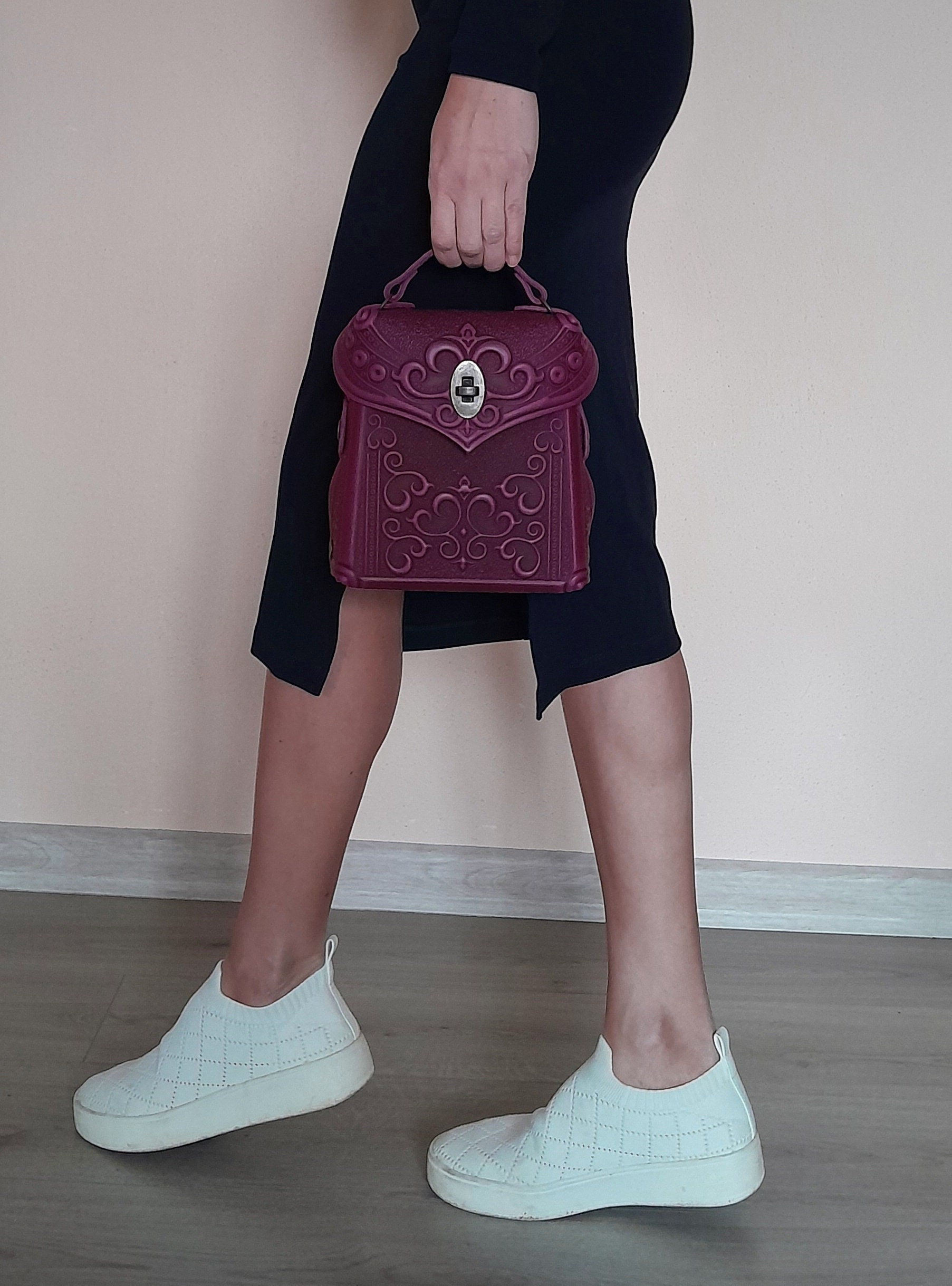 Elegant Pink Western Embossed Leather Handmade Backpack Monogram Backpack Hot Pink - Trendy Unisex Luxury Bag with  main image 3