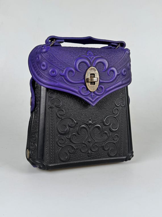 Embossed Leather Backpack, Ultramarine & Black Calf Leather  display picture 1