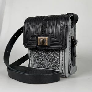 Bolso pequeño negro y gris, bolso tipo cartera pequeño, bolso de hombro para hombre, bolso de hombro para mujer, bolso de hombro de piel auténtica, bolso de mensajero, bolso unisex