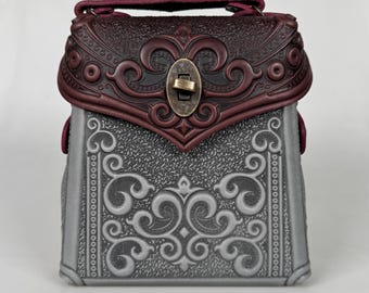 Vintage Burgundy Genuine Leather Small Woven Backpack - Etsy display picture 2