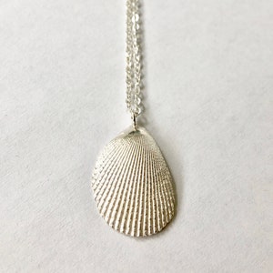 Sterling Silver Clam Necklace: Beach Shell Pendant