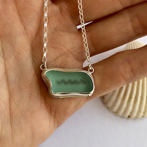 Turquoise Sea Glass Necklace, Silver Mermaid Necklace, Beach Glass Necklace, Beach Lover Gift - Sea Glass Collection