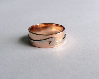 Men's Wave Ring, Ladies Wave Ring, Gold Wave Ring, Rose Gold Ring, White Gold Ring, Wedding Wave Ring, Wedding Band - Wave Ring Collection