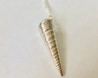 Adventure Silver Shell Necklace, Silver Shell Necklace, Mermaid Cone Shell Necklace