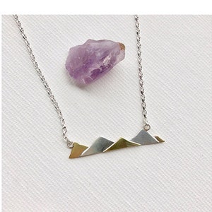 Silver Mountain Necklace, Adventure Necklace, The Mountains are Calling.