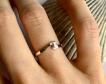 Mini Wave Ring, Small Wave Band, Surfer Ring, Tiny Wave Ring, Surf Ring in Sterling Silver ~ Wave Collection