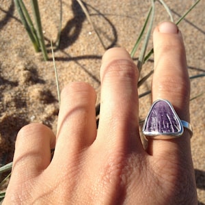 Purple Shell Ring, Purple Barnacle Ring, Tropical Beach Ring, Summer Jewelry in Sterling Silver