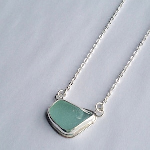 Sea Foam Blue Sea Glass Necklace: Beach Jewelry Gift