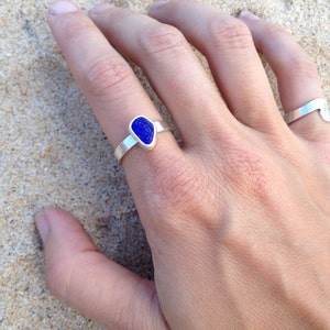 Seeglas Ring, Kobalt Blau Seeglas, Seeglas Sterling Silber Ring, Ozean Liebhaber Geschenke - Seeglas Kollektion