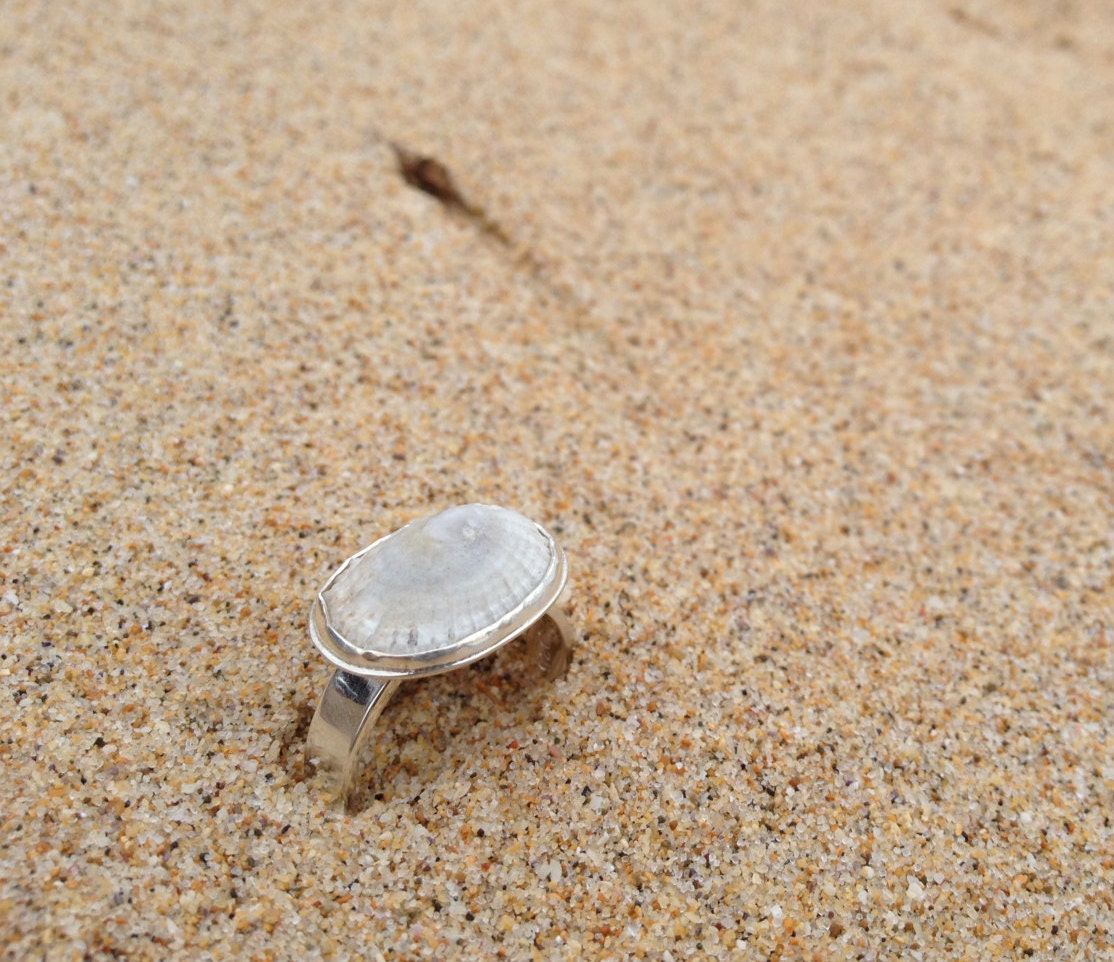 Shell Ring White Limpet Shell Ring Made of Sterling Silver - Etsy