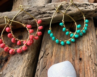 Online Jewellery Tutorial, Beaded Hoop Earrings Class, DIY Jewellery Kit, Jewellery Making Kit