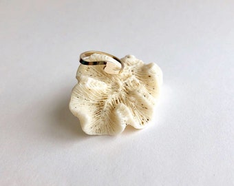 10k Yellow Gold Mini Wave Ring: Handmade Surfer Jewelry