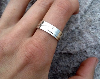 Silver Wave Band, Men's Wave Ring, Ladies Wave Ring, Wave Wedding Band in Sterling Silver