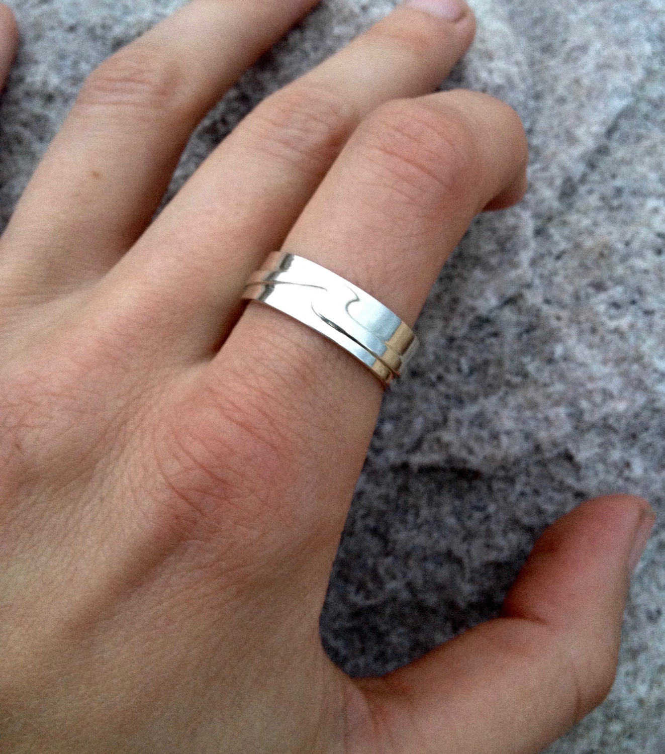 Silver Wave Band, Men's Wave Ring, Ladies Wave Ring, Wave Wedding