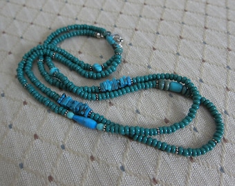 Turquoise and Seed Bead Necklace