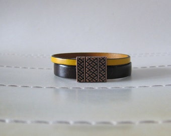 Brown // Gold // Leather Bracelet with Copper Magnetic Clasp