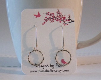 9/16" Twisted Sterling Hoop Earrings