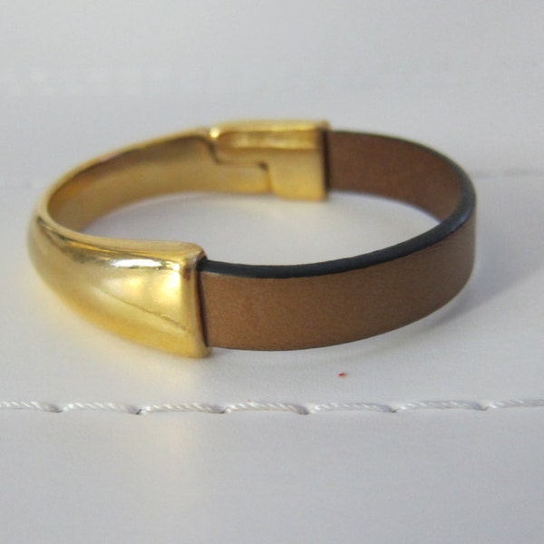 Tan Flat Leather (10MM) Bangle Bracelet