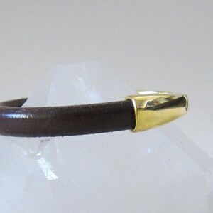 Gold Half Cuff Dk Brown Licorice Leather Bracelet