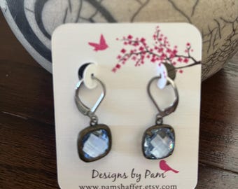 Blue Crystal Drop Earrings