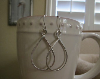 1 1/2 Inch Sterling Silver Teardrop Hoop Earrings