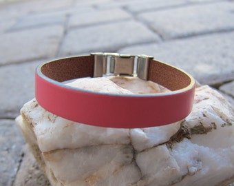 Pink Flat Leather Bracelet