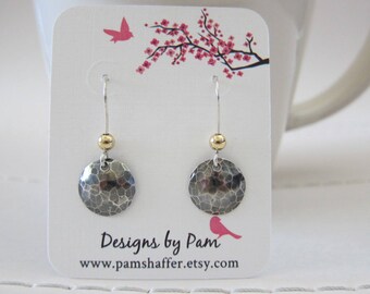 Sterling Silver Gunmetal Disk Earrings