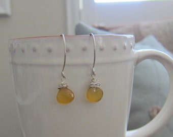 Yellow Chalcedony Drop Earrings