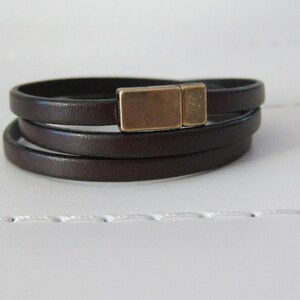 Brown Flat Leather (5MM) Triple Wrap Bracelet