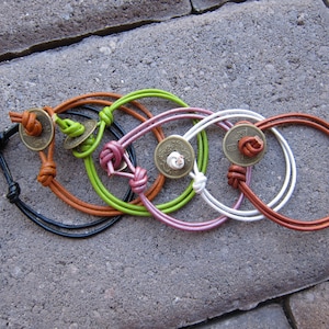 Leather Bracelet with Button Clasp Choice of Color