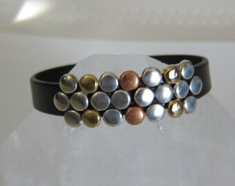 Leather // Mixed Metal Slide Bracelet