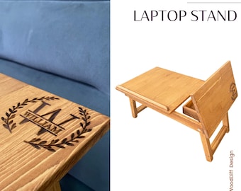 Personligt trästativ för laptop och sängbricka - justerbart skrivbord, bärbart frukostbord, multifunktionellt läsställ, gåva