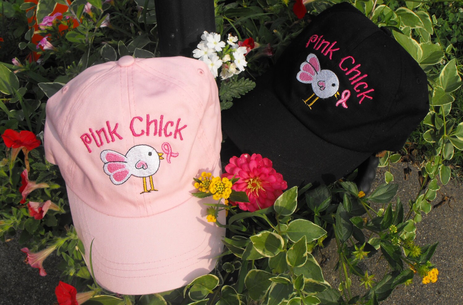 Breast Cancer Awareness Pink Chick Ball Cap Hat Etsy