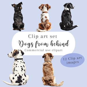 Dog clipart from back, dogs from back view clipart bundle, small dog breed, dalmatian dog png, puppy graphics, puppy clipart, commercial use