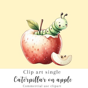 Rups op appel clipart, rups png, rups clipart, appel illustratie, bug clipart, prachtige insecten clipart, leraar clipart