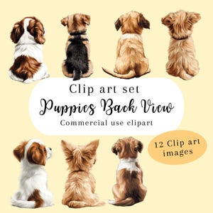 Dog clipart from back, dogs from back view clipart bundle, small dog breed, puppy clipart, puppy graphics, chihuahua clipart, dog art