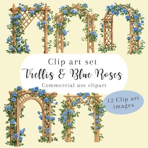 Garden trellis clipart, royal blue roses clipart, climbing rose, clipart late summer, flower garden, trellis flowers, rose png