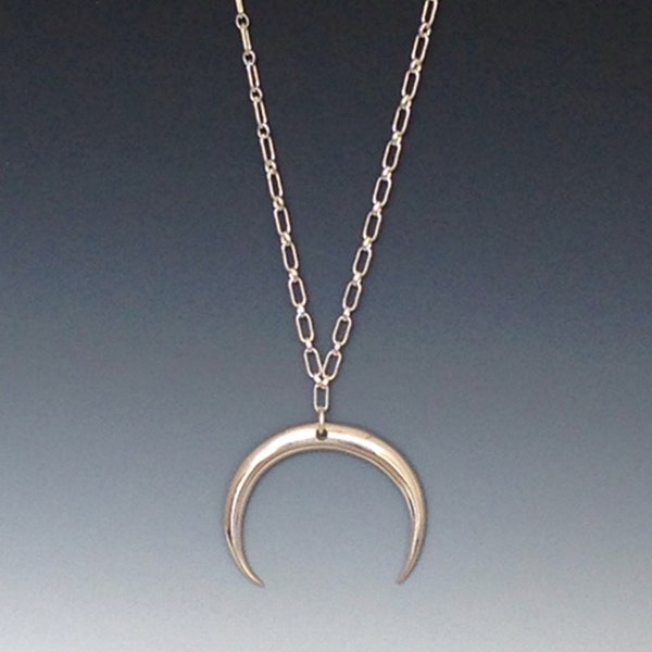 Luna a mezzaluna rovesciata ciondolo, argento Sterling