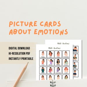 Fotokaarten over emoties voor communicatie - logopedie - autisme non-verbaal - speciale behoeften - visuele hulpmiddelen digitale download