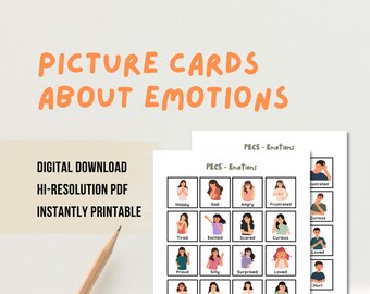 Emotie-afbeeldingen: logopedische hulpmiddelen voor autisme (digitale download)