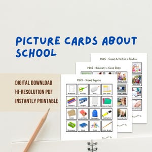 コミュニケーションのための学校に関する絵カード - 言語療法 - 自閉症非言語 - 特別なニーズ - 視覚補助具 デジタルダウンロード