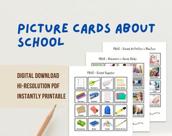 Schoolfotokaarten: logopedie, visuele hulpmiddelen autisme (digitale download)