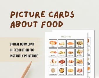 Food Picture Cards: Speech Therapy Communication Visual Aids (Digital Download)