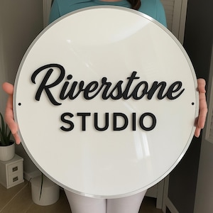 Round 3D Raised Door Wall Sign, Office Logo Acrylic Business Signage,Office Wall Decor, Wall Hanging Business 3D Letters Sign