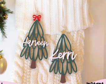Christmas Stocking Tag SVG, Tree Stocking Tag SVG, Laser Cut File