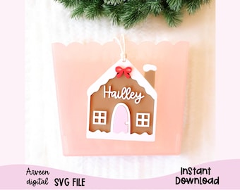 Gingerbread House SVG File, Christmas SVG, Stocking Tag SVG, Laser File