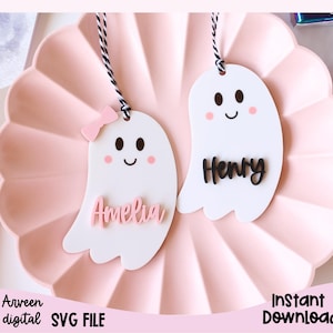 Halloween Ghost SVG File, Halloween Name Tag SVG File, Boo Basket Tag SVG File, Halloween Svg